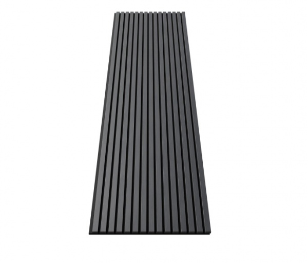 Акустическая панель, черный войлок, 2750х600х21мм, рейки МДФ, шпон дуб антрацит темно-серый